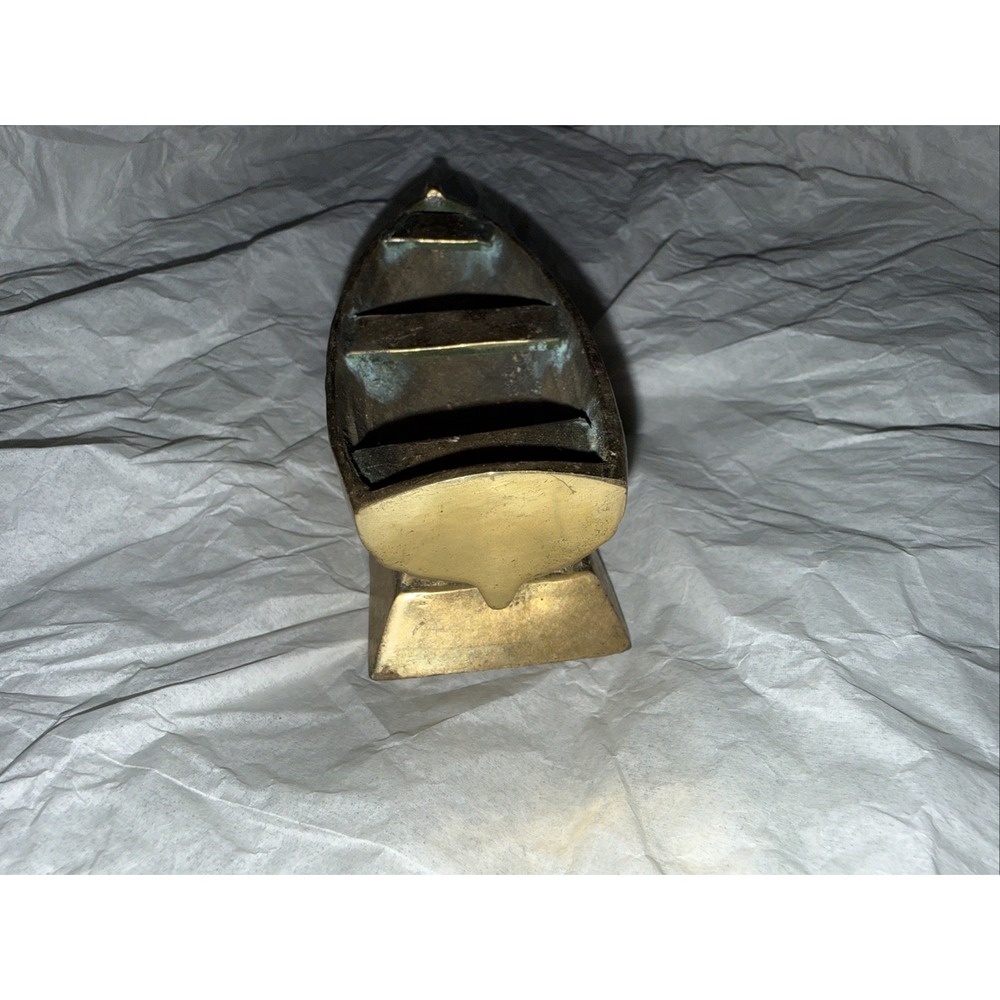 Vintage Brass Fishing Boat Ashtray Coin Tray Philadelphia Manufacturing Co - Picture 4 of 6